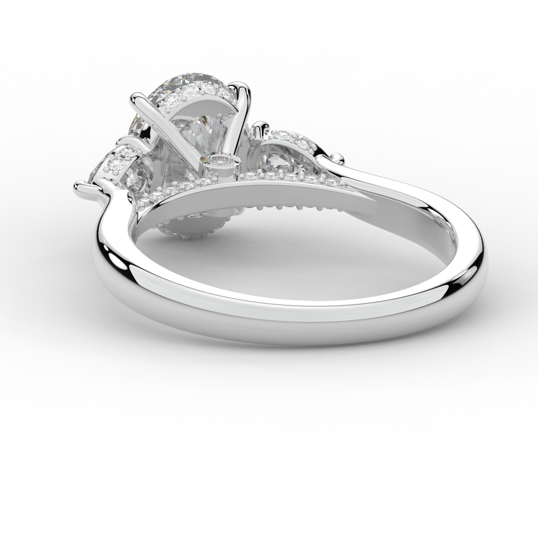 2.40CT.TW OVAL LAB DIAMOND 3 STONE ENGAGEMENT RING - Nazarelle