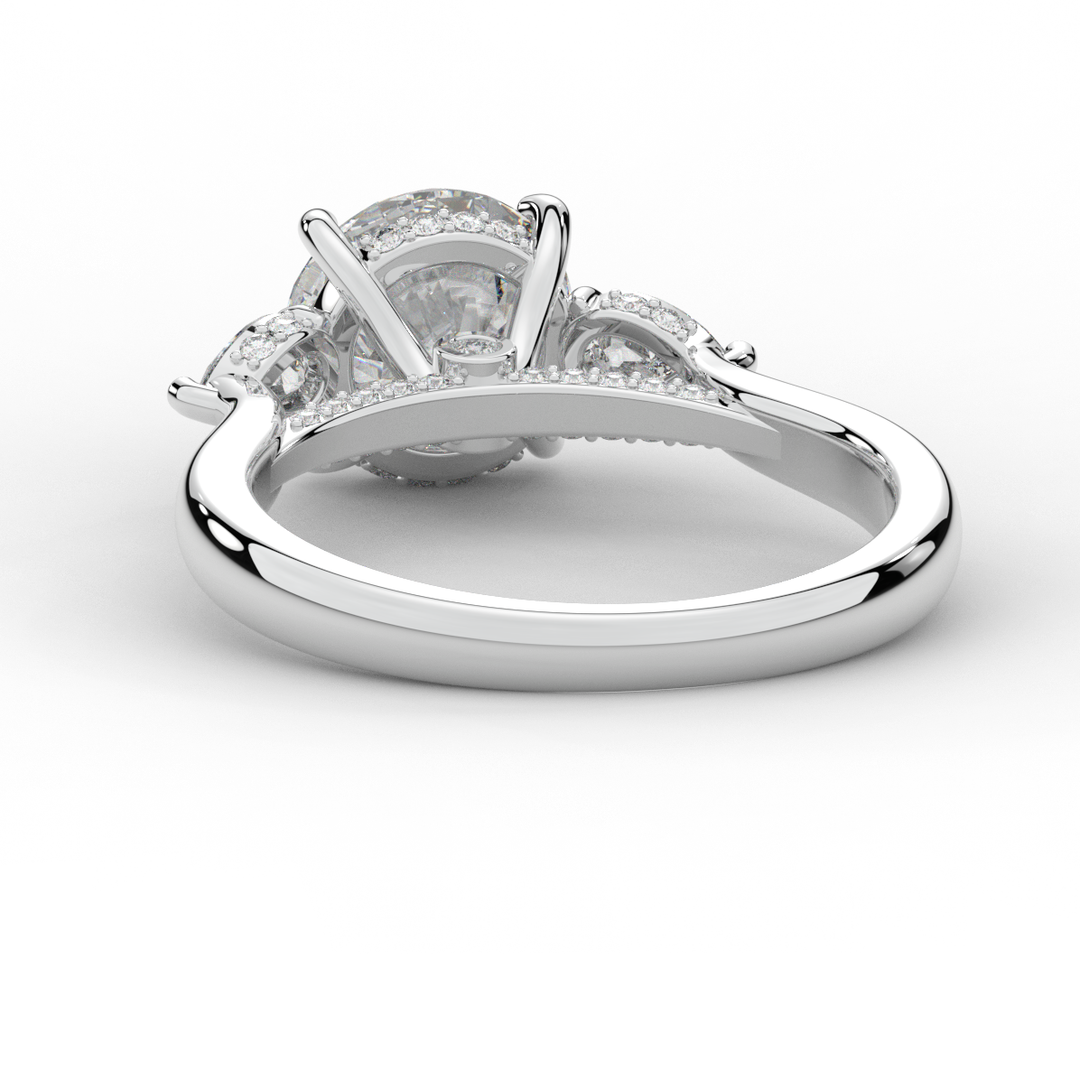 2.40CT.TW ROUND LAB DIAMOND 3 STONE ENGAGEMENT RING - Nazarelle