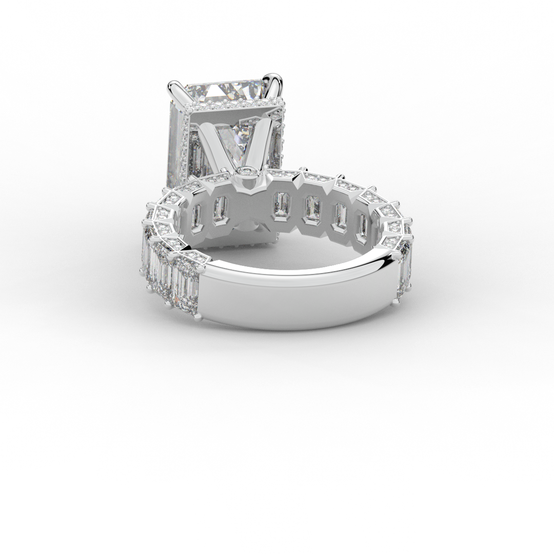 11.90CT.TW EMERALD CUT LAB DIAMOND SOLITAIRE ENGAGEMENT RING - Nazarelle