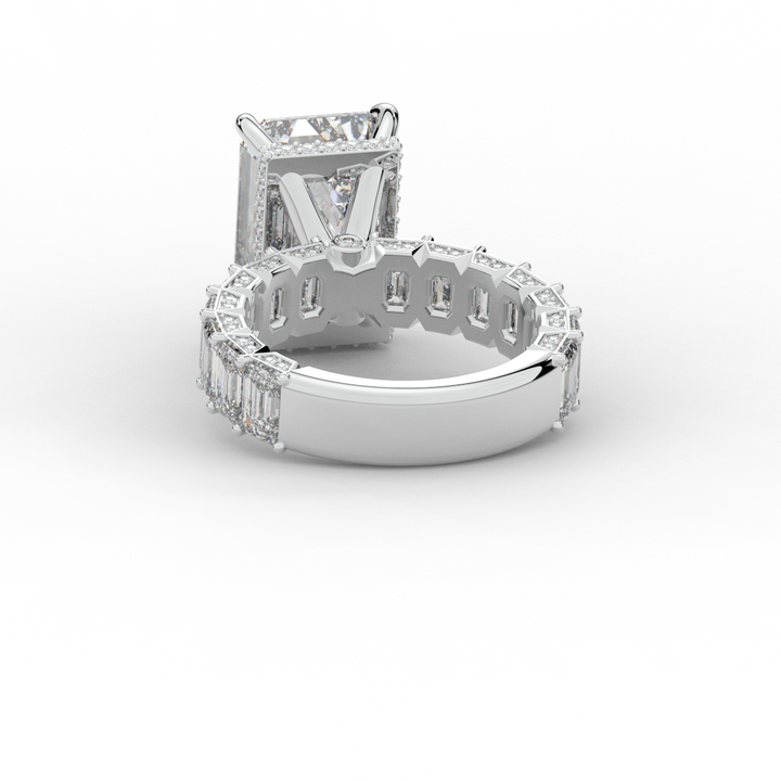 11.90CT.TW EMERALD CUT LAB DIAMOND SOLITAIRE ENGAGEMENT RING - Nazarelle