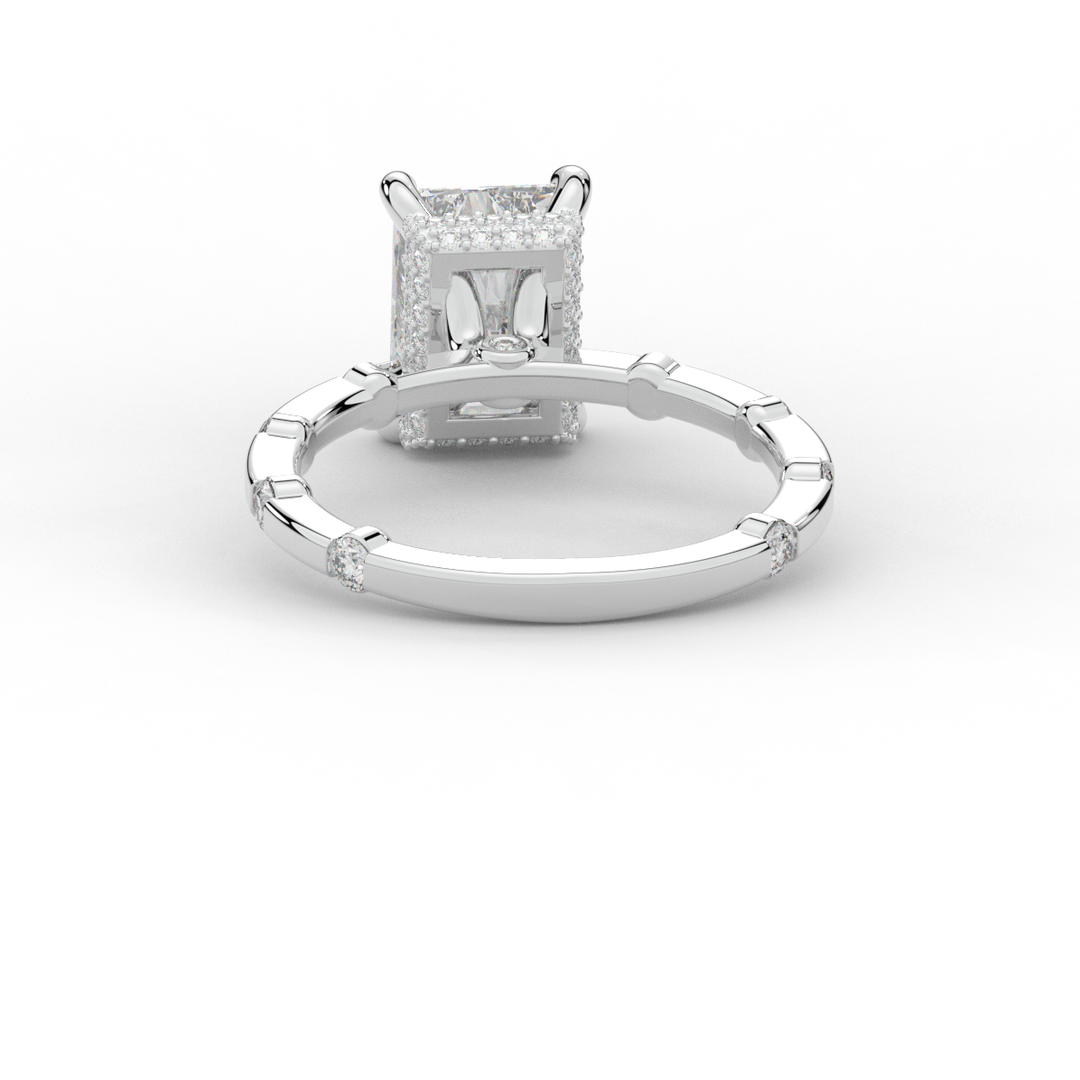 2.60CT.TW RADIANT LAB DIAMOND UNDERHALO SOLITAIRE ENGAGEMENT RING - Nazarelle