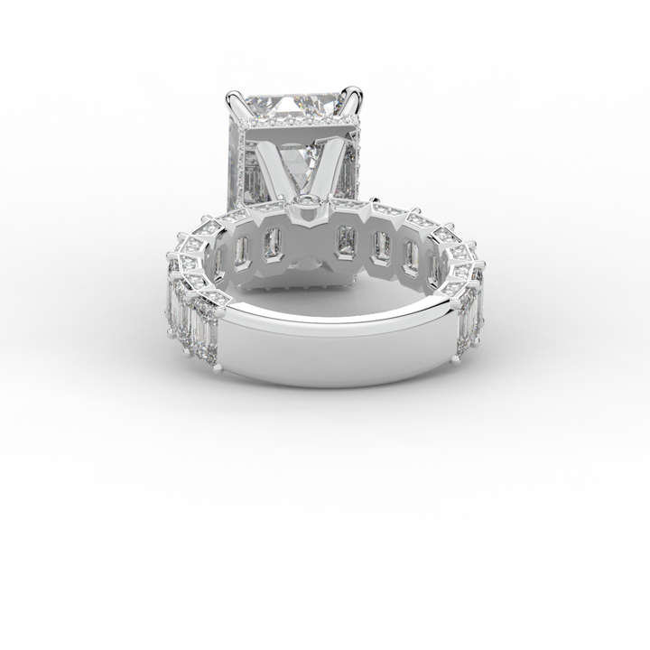 11.90CT.TW EMERALD CUT LAB DIAMOND SOLITAIRE ENGAGEMENT RING - Nazarelle