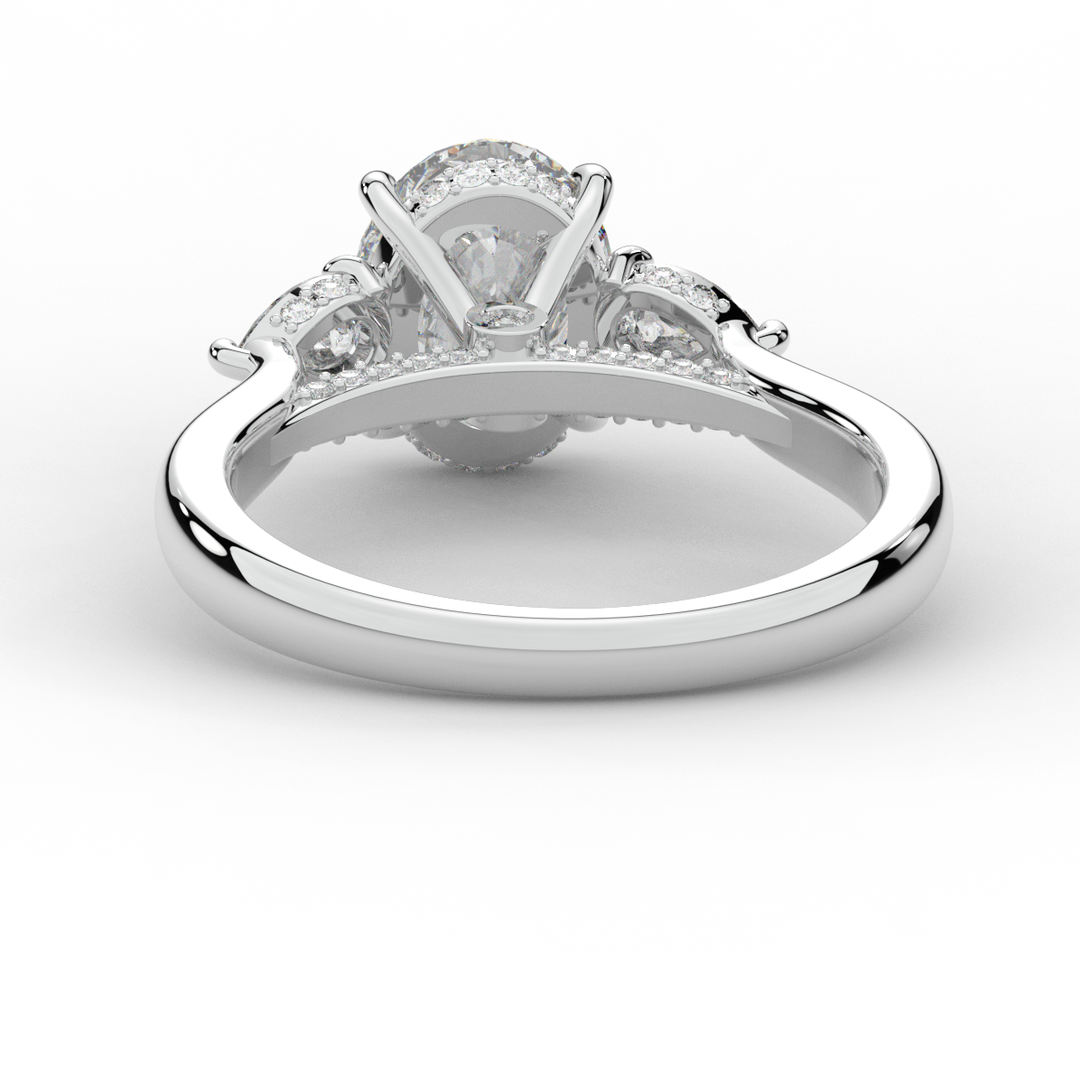 2.40CT.TW OVAL LAB DIAMOND 3 STONE ENGAGEMENT RING - Nazarelle