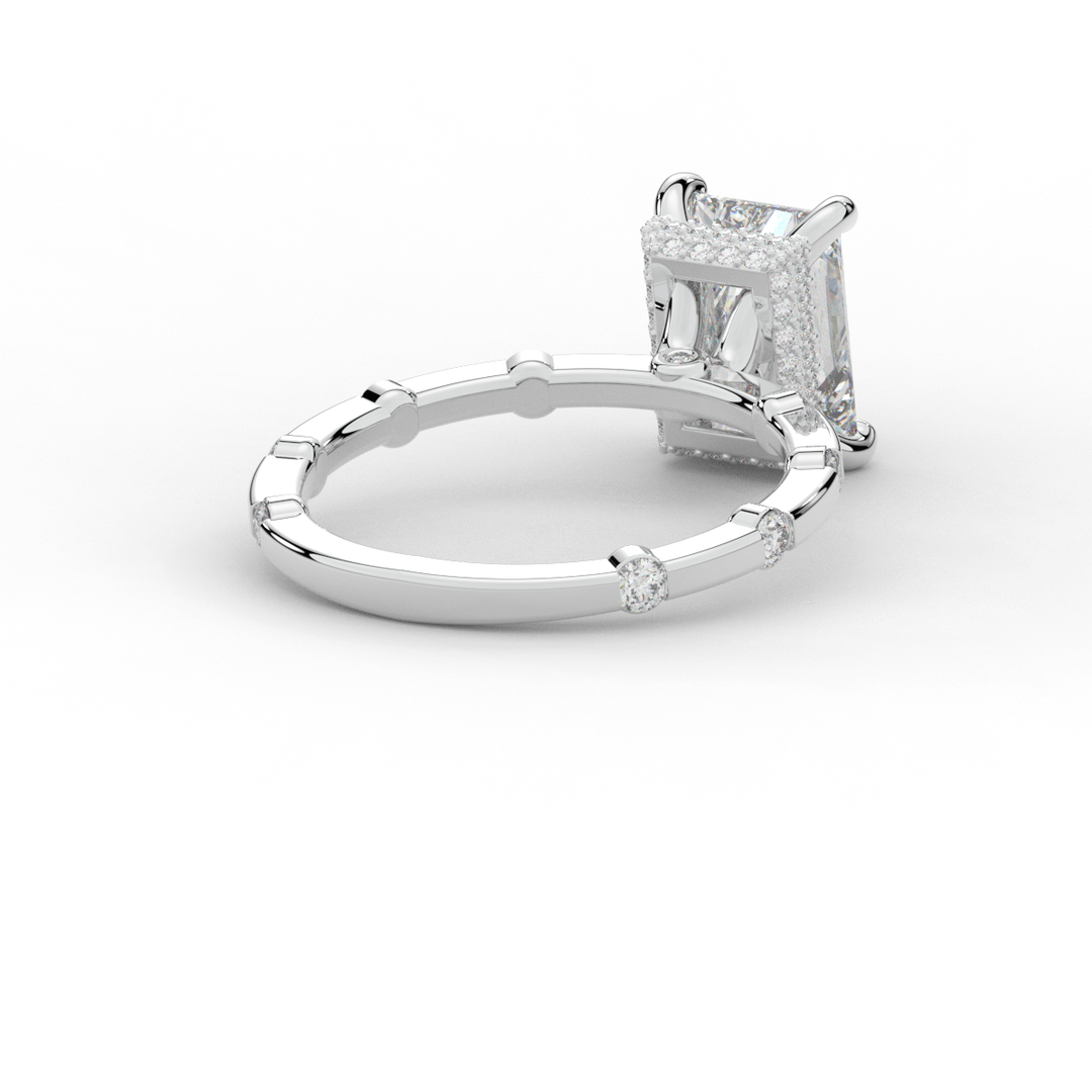 2.60CT.TW RADIANT LAB DIAMOND UNDERHALO SOLITAIRE ENGAGEMENT RING - Nazarelle