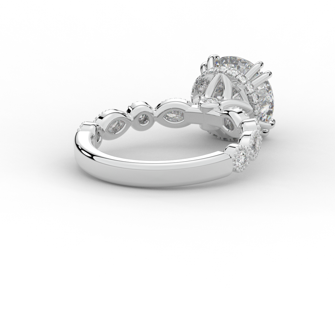 3.60CT.TW ROUND LAB DIAMOND SOLITAIRE ENGAGEMENT RING - Nazarelle