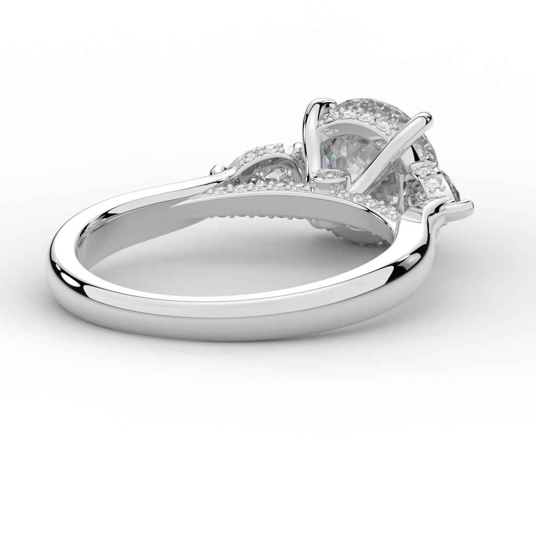 2.40CT.TW ROUND LAB DIAMOND 3 STONE ENGAGEMENT RING - Nazarelle