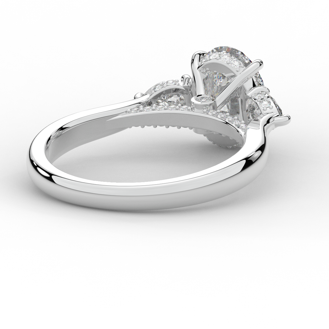 2.40CT.TW OVAL LAB DIAMOND 3 STONE ENGAGEMENT RING - Nazarelle