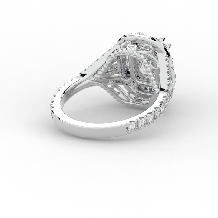 2.50CT.TW CUSHION LAB DIAMOND HALO ENGAGEMENT RING - Nazarelle