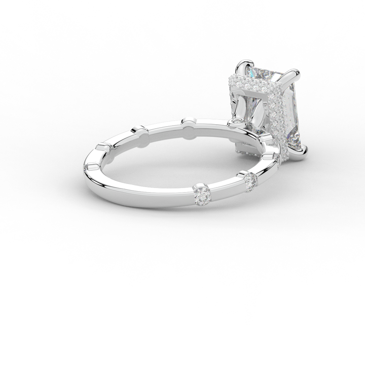 2.60CT.TW RADIANT LAB DIAMOND UNDERHALO SOLITAIRE ENGAGEMENT RING - Nazarelle