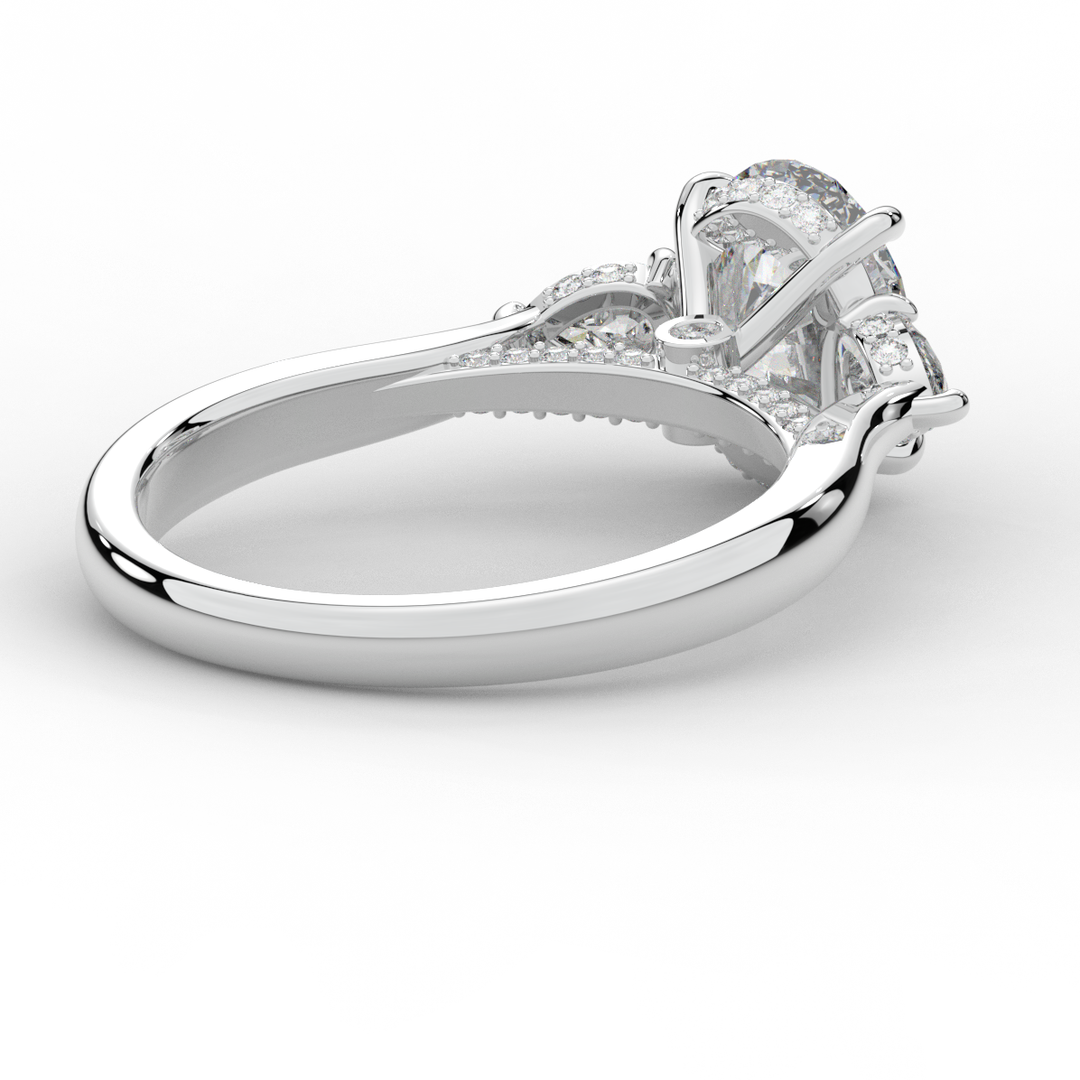 2.40CT.TW OVAL LAB DIAMOND 3 STONE ENGAGEMENT RING - Nazarelle