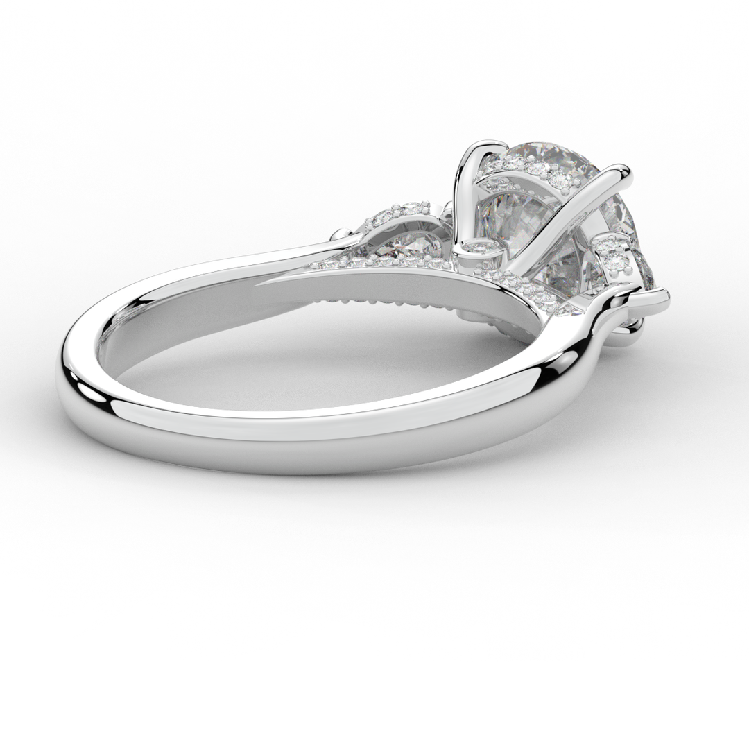 2.40CT.TW ROUND LAB DIAMOND 3 STONE ENGAGEMENT RING - Nazarelle