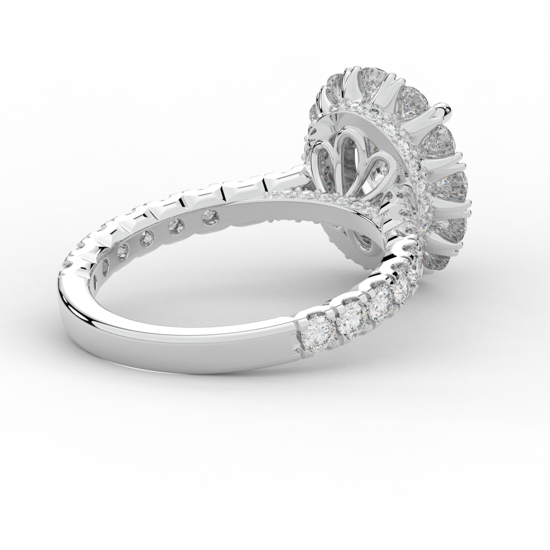 3.40CT.TW OVAL LAB DIAMOND HALO ENGAGEMENT RING - Nazarelle