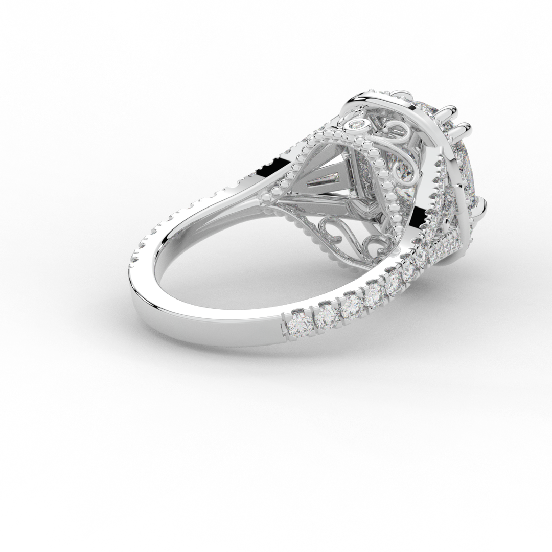 2.50CT.TW CUSHION LAB DIAMOND HALO ENGAGEMENT RING - Nazarelle