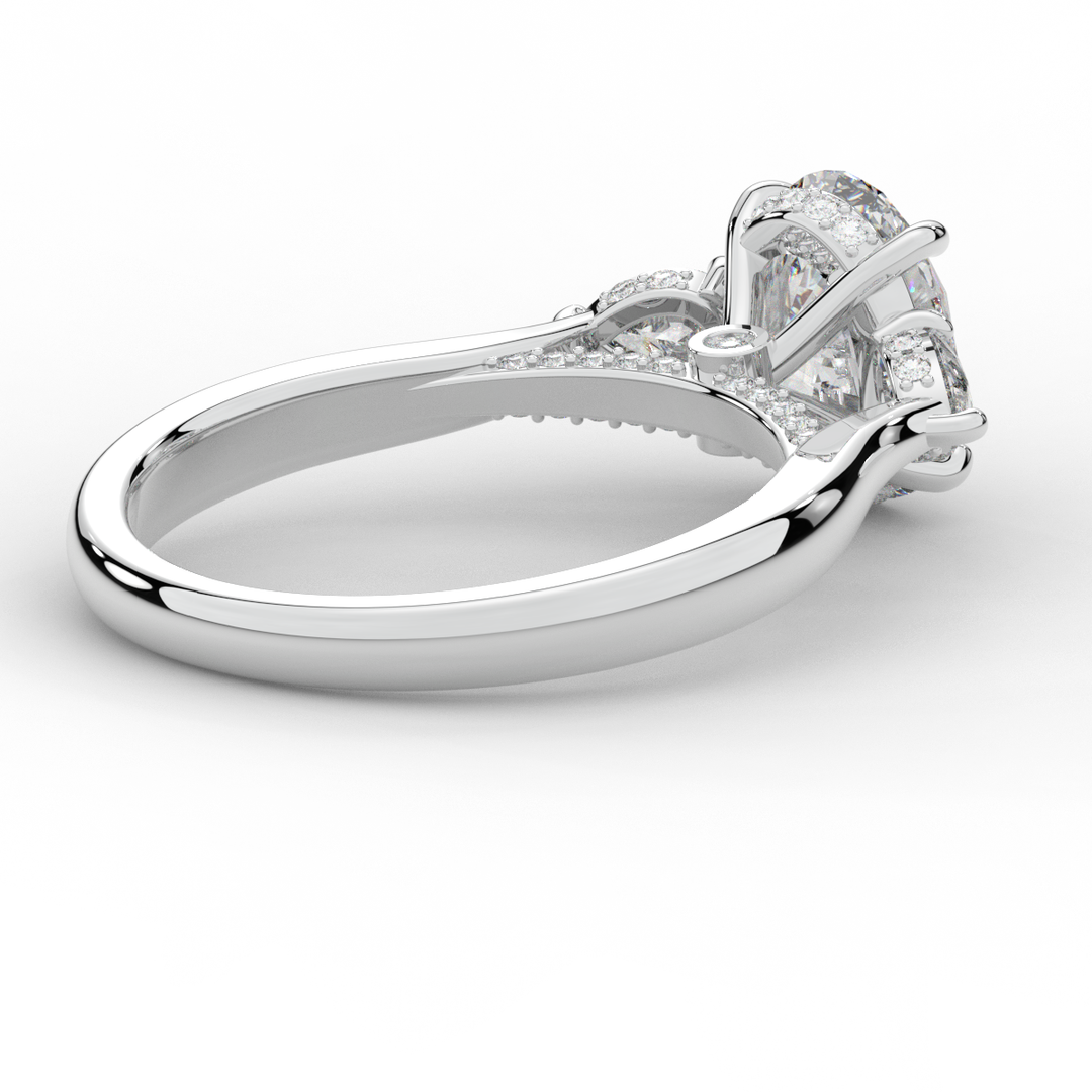 2.40CT.TW OVAL LAB DIAMOND 3 STONE ENGAGEMENT RING - Nazarelle