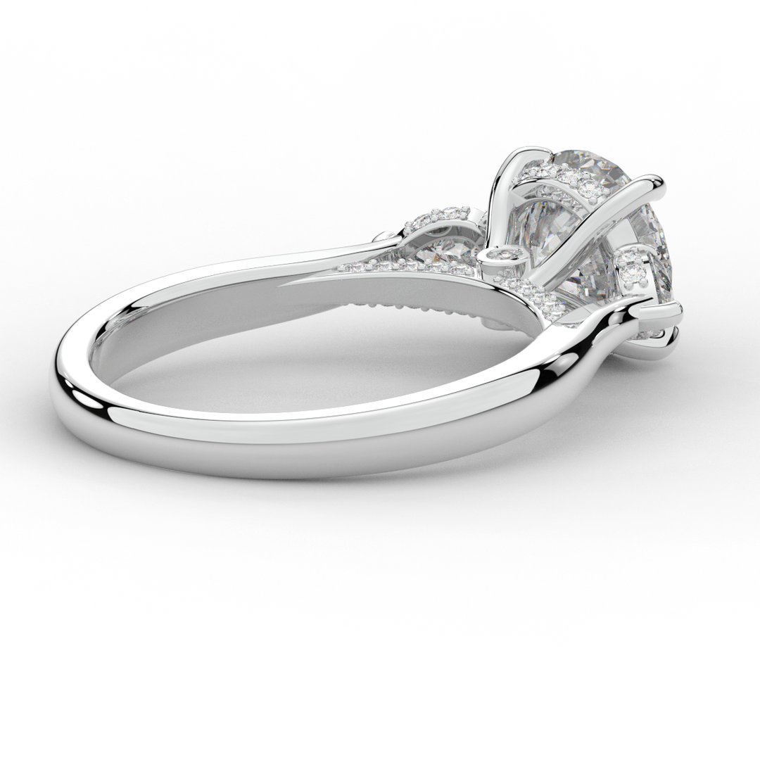 2.40CT.TW ROUND LAB DIAMOND 3 STONE ENGAGEMENT RING - Nazarelle