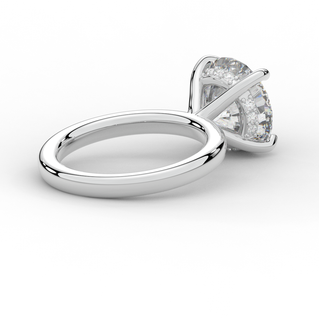 3.05CT.TW ROUND LAB DIAMOND UNDERHALO ENGAGEMENT RING - Nazarelle