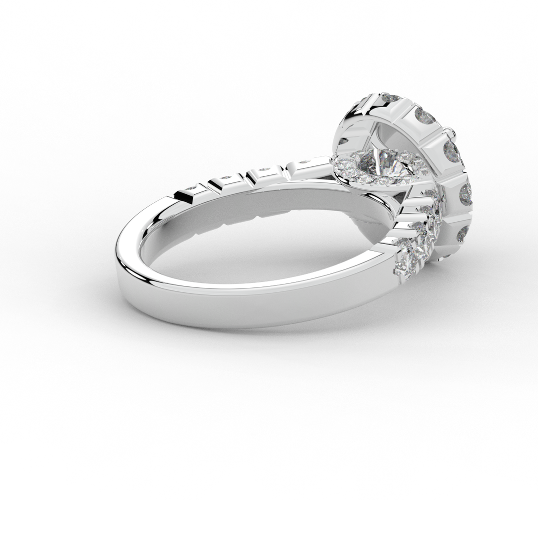 3.50CT.TW ROUND LAB DIAMOND HALO ENGAGEMENT RING - Nazarelle