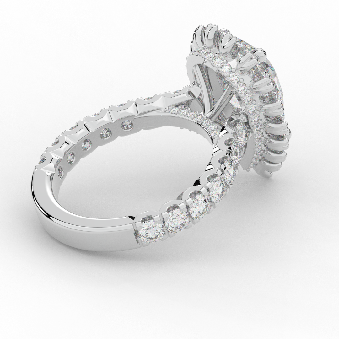 4.90CT.TW PEAR LAB DIAMOND HALO ENGAGEMENT RING - Nazarelle