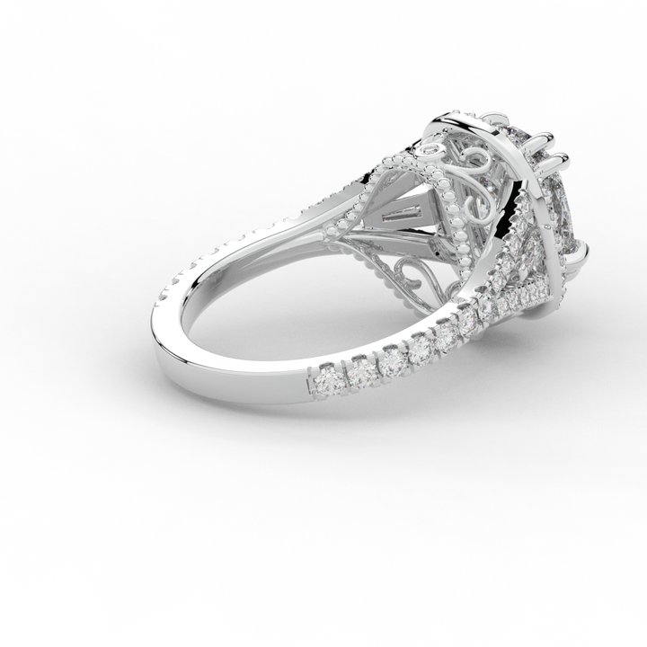 2.50CT.TW CUSHION LAB DIAMOND HALO ENGAGEMENT RING - Nazarelle