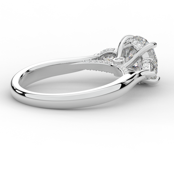 2.40CT.TW ROUND LAB DIAMOND 3 STONE ENGAGEMENT RING - Nazarelle