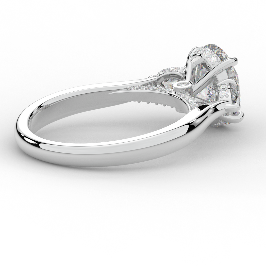 2.40CT.TW OVAL LAB DIAMOND 3 STONE ENGAGEMENT RING - Nazarelle