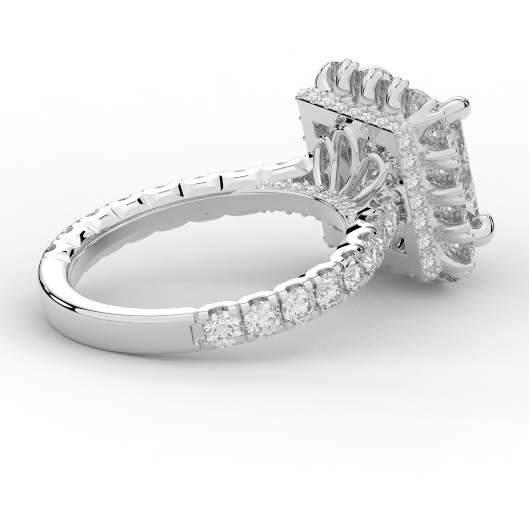 4.50CT.TW PRINCESS LAB DIAMOND HALO ENGAGEMENT RING - Nazarelle