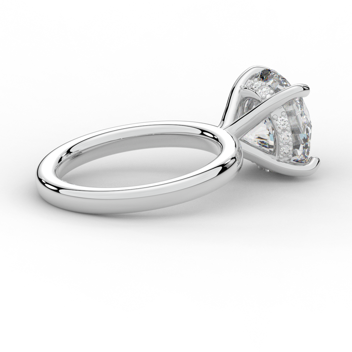 3.05CT.TW ROUND LAB DIAMOND UNDERHALO ENGAGEMENT RING - Nazarelle