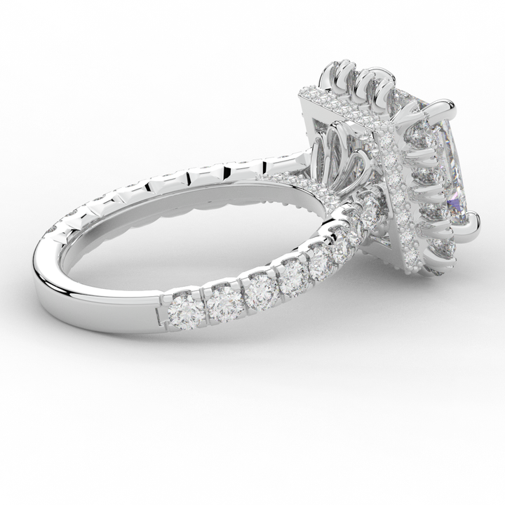 4.50CT.TW PRINCESS LAB DIAMOND HALO ENGAGEMENT RING - Nazarelle