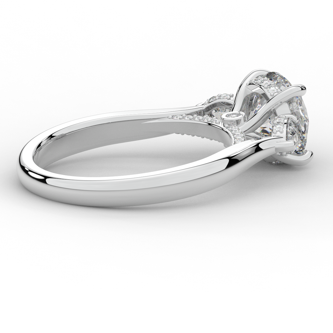 2.40CT.TW ROUND LAB DIAMOND 3 STONE ENGAGEMENT RING - Nazarelle