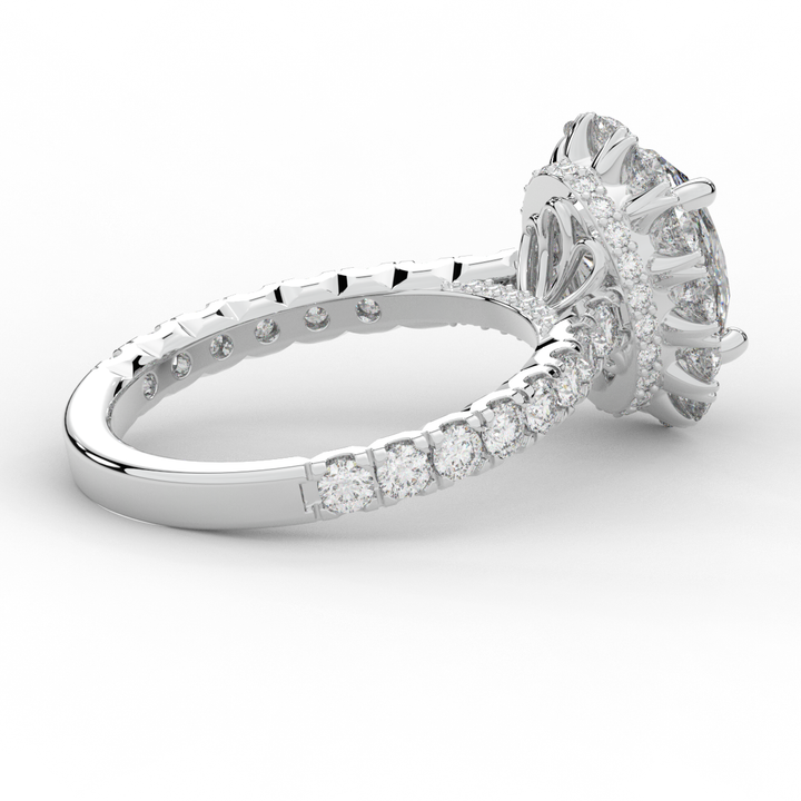 3.40CT.TW OVAL LAB DIAMOND HALO ENGAGEMENT RING - Nazarelle