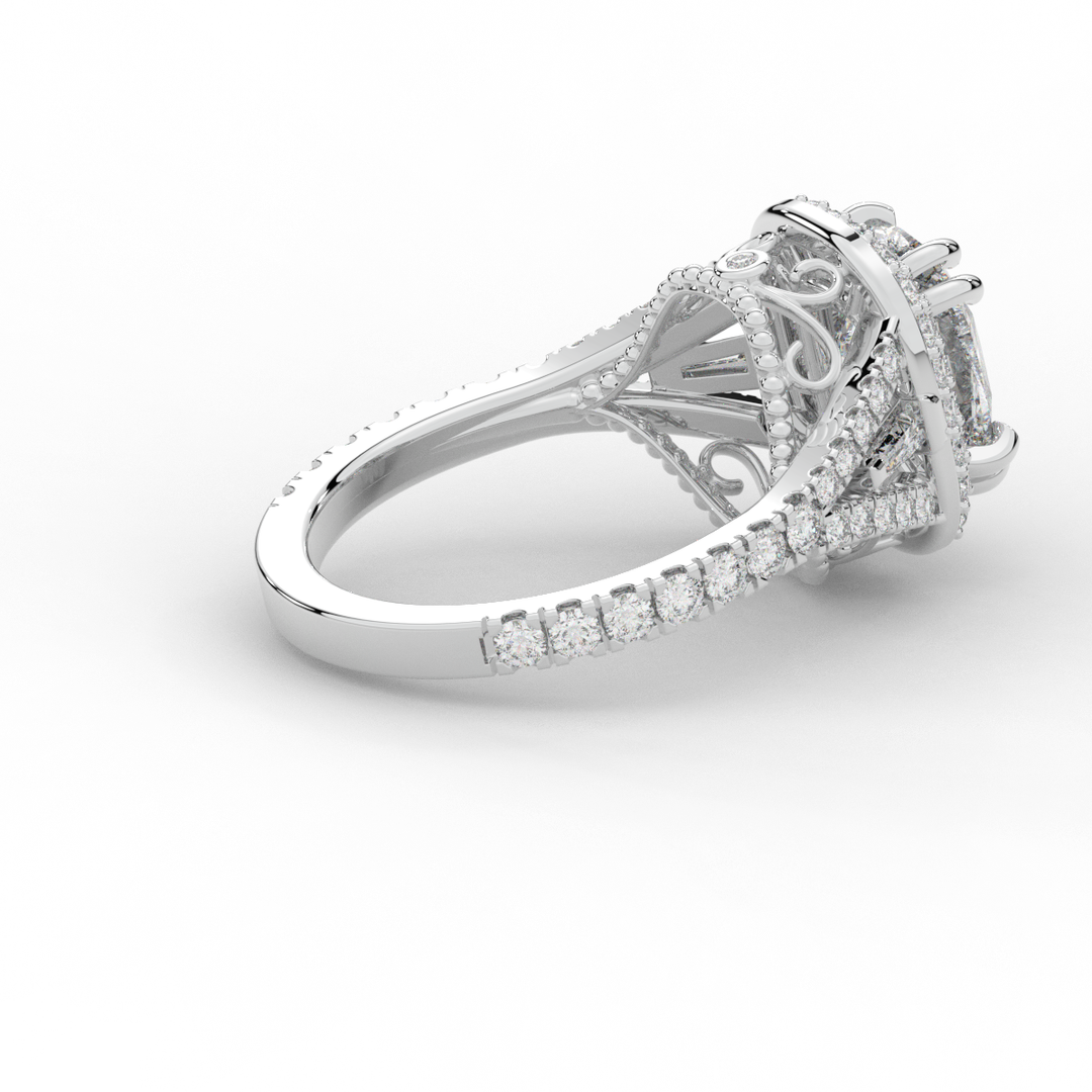 2.50CT.TW CUSHION LAB DIAMOND HALO ENGAGEMENT RING - Nazarelle