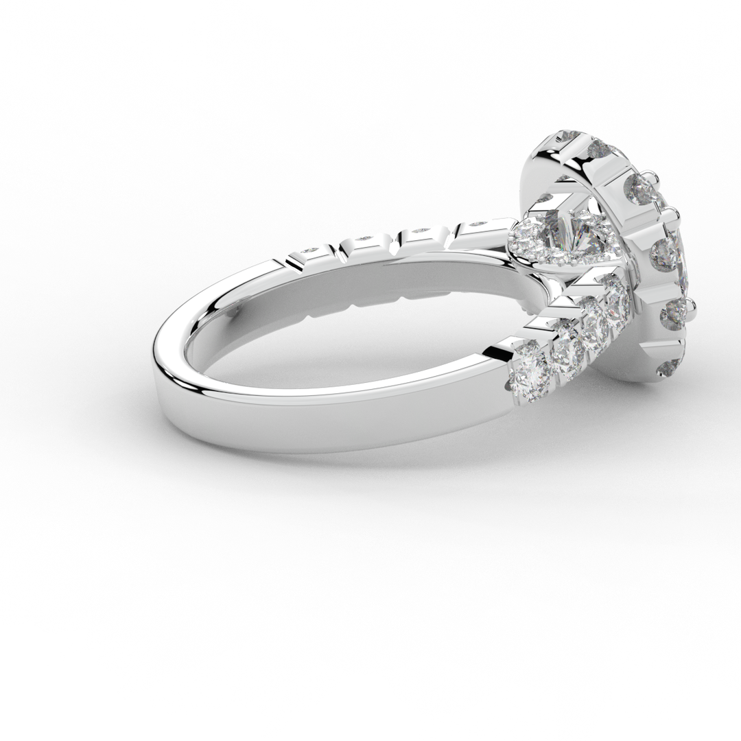 3.45CT.TW CUSHION LAB DIAMOND HALO ENGAGEMENT RING - Nazarelle