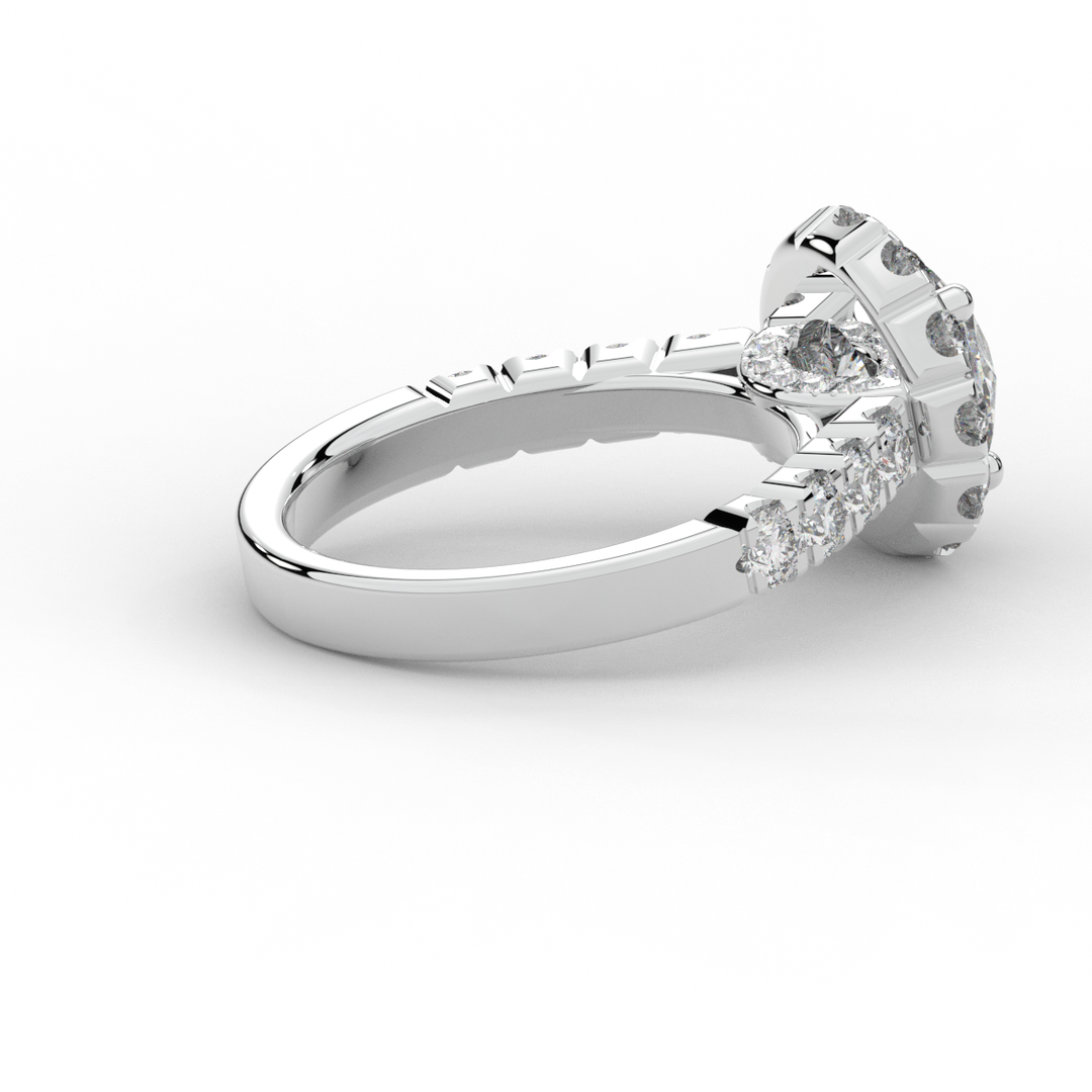 3.50CT.TW ROUND LAB DIAMOND HALO ENGAGEMENT RING - Nazarelle