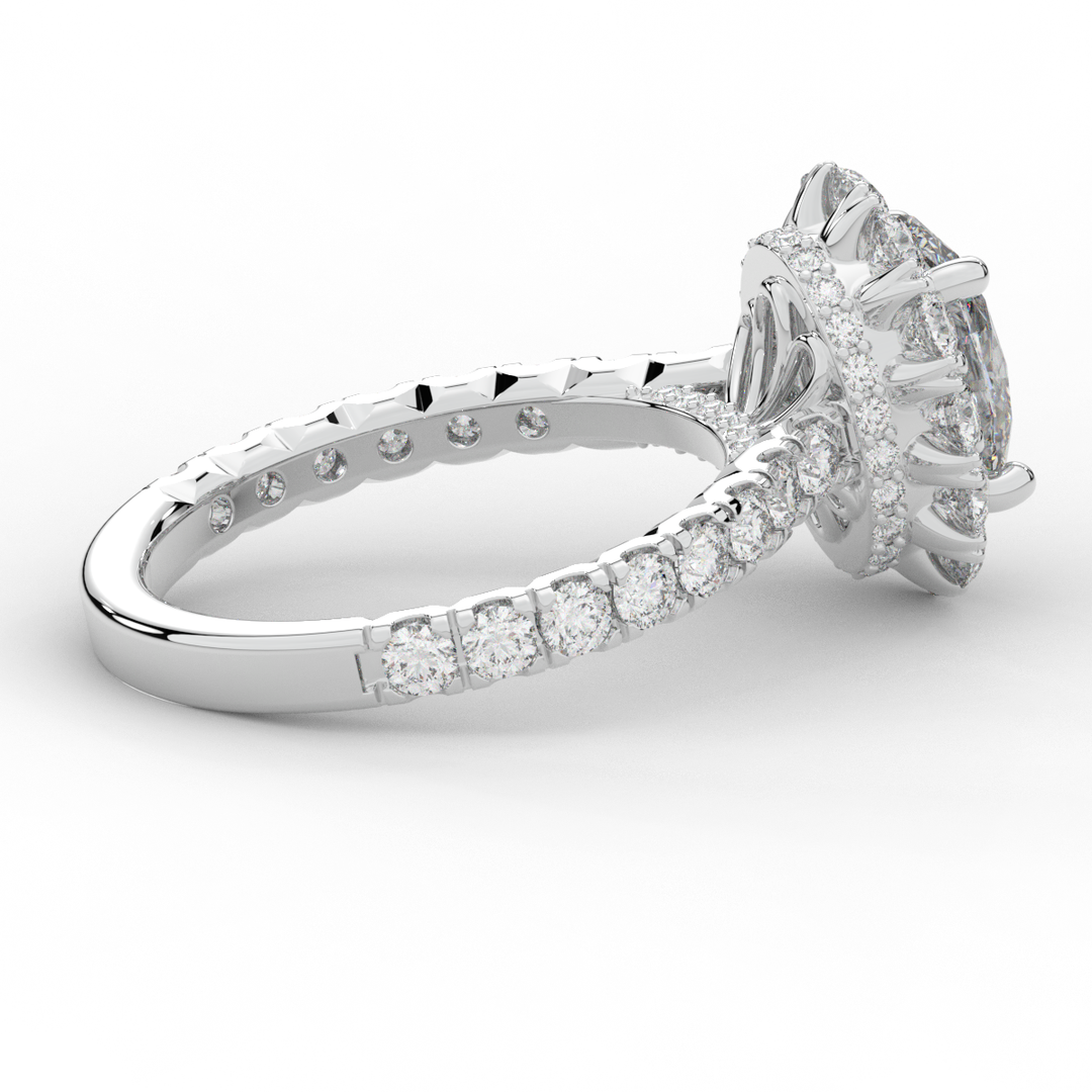 3.40CT.TW OVAL LAB DIAMOND HALO ENGAGEMENT RING - Nazarelle