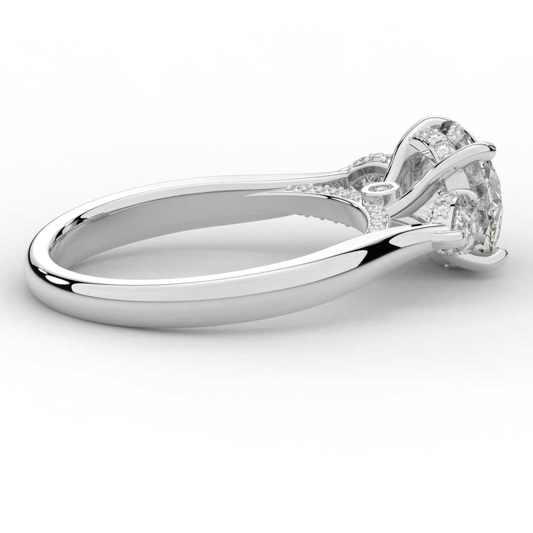 2.40CT.TW ROUND LAB DIAMOND 3 STONE ENGAGEMENT RING - Nazarelle