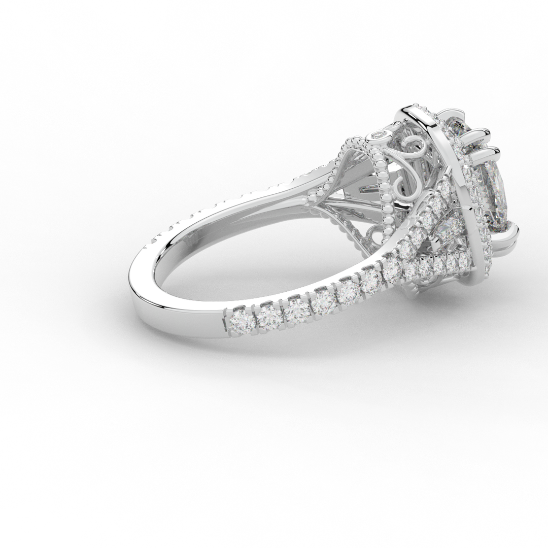 2.50CT.TW CUSHION LAB DIAMOND HALO ENGAGEMENT RING - Nazarelle