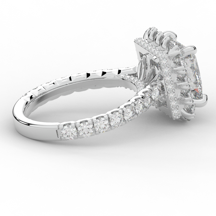 4.50CT.TW PRINCESS LAB DIAMOND HALO ENGAGEMENT RING - Nazarelle