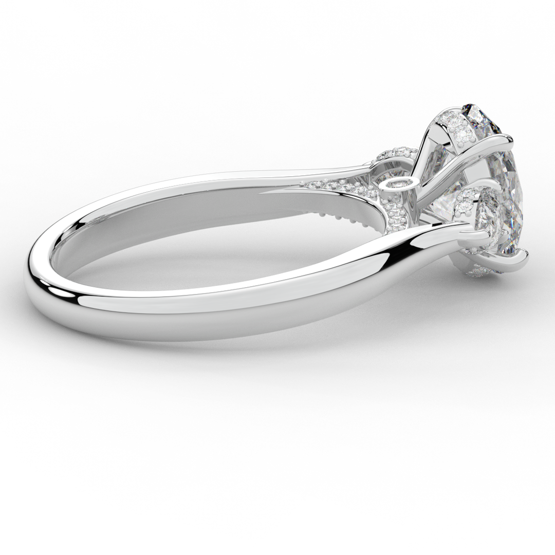 2.40CT.TW OVAL LAB DIAMOND 3 STONE ENGAGEMENT RING - Nazarelle