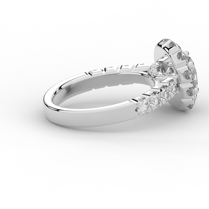 3.45CT.TW CUSHION LAB DIAMOND HALO ENGAGEMENT RING - Nazarelle