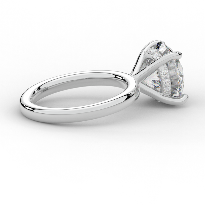 3.05CT.TW ROUND LAB DIAMOND UNDERHALO ENGAGEMENT RING - Nazarelle