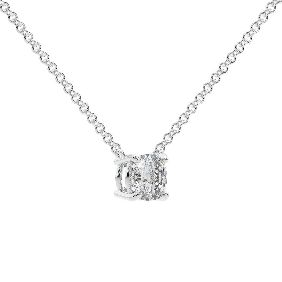 1.00CT.TW CUSHION LAB DIAMOND SOLITAIRE PENDANT - Nazarelle