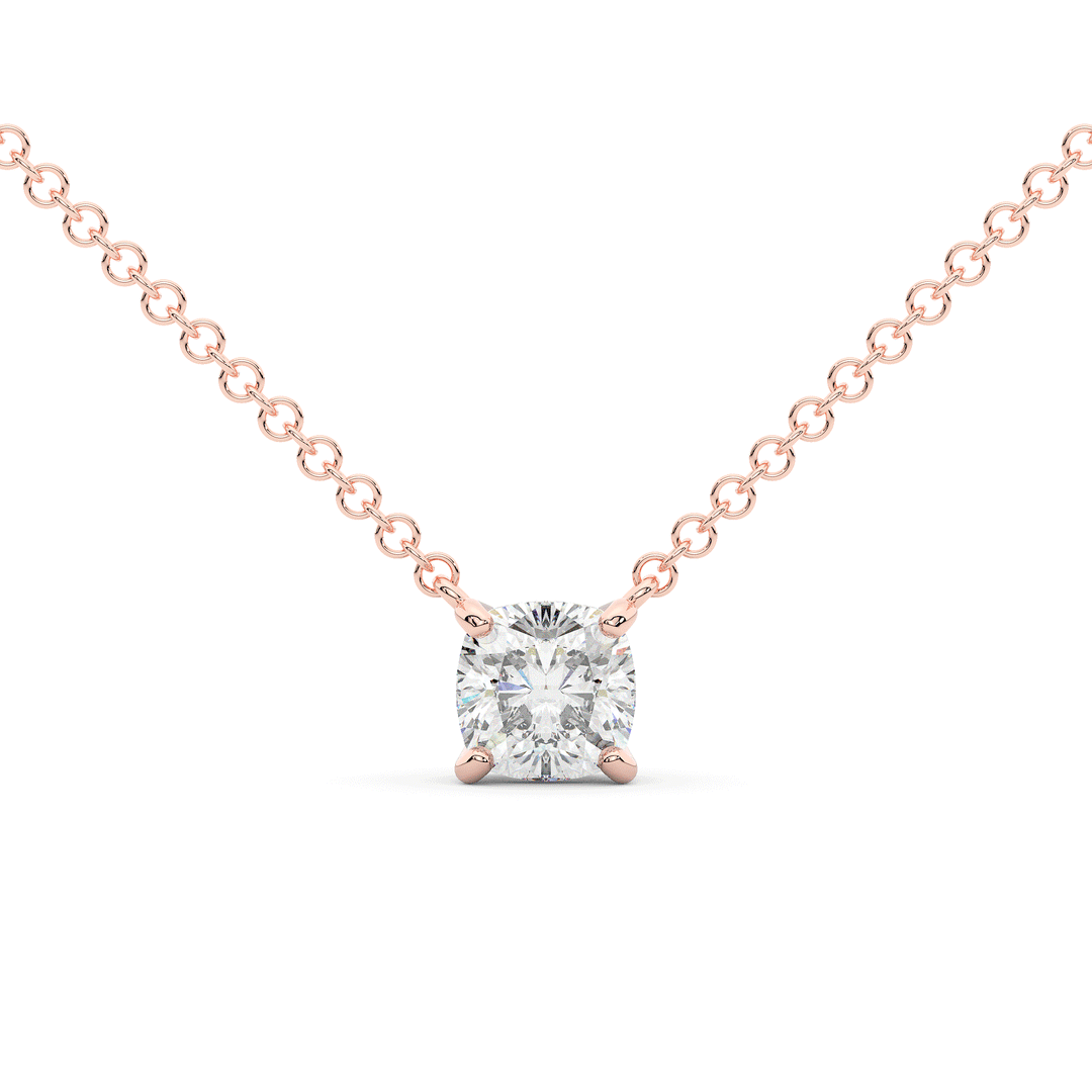 1.00CT.TW CUSHION LAB DIAMOND SOLITAIRE PENDANT - Nazarelle