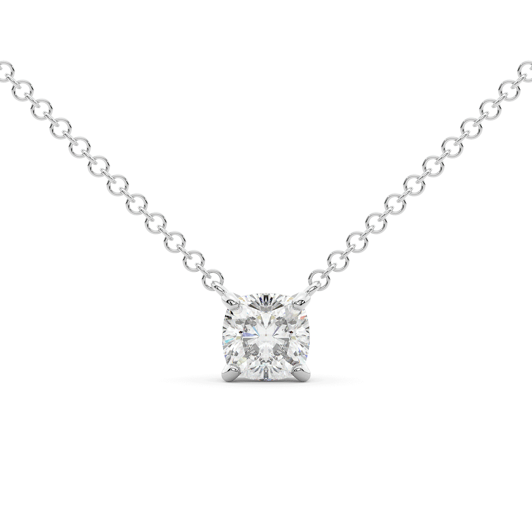 1.00CT.TW CUSHION LAB DIAMOND SOLITAIRE PENDANT - Nazarelle