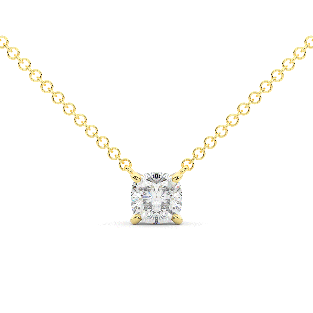 1.00CT.TW CUSHION LAB DIAMOND SOLITAIRE PENDANT - Nazarelle