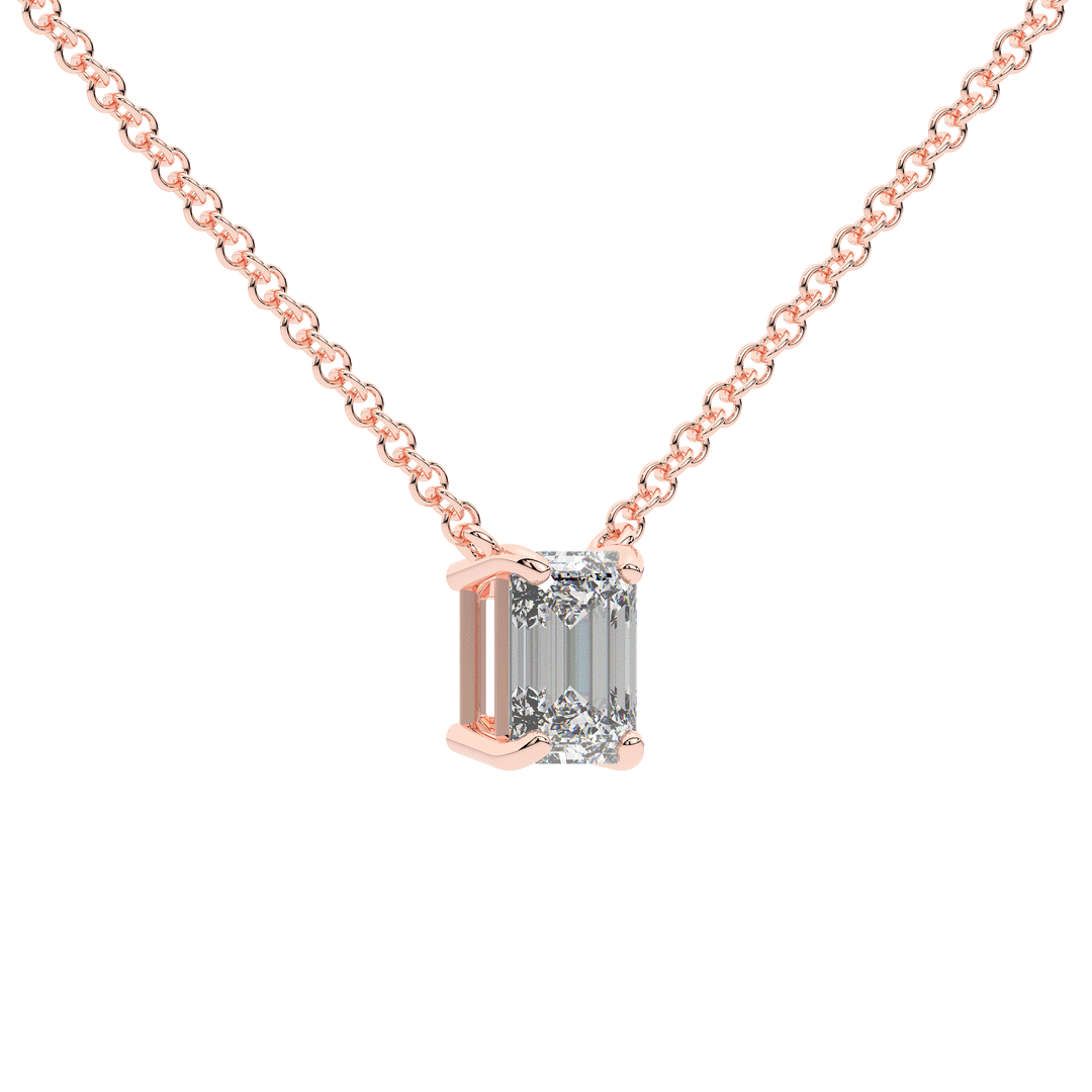 1.00CT.TW EMERALD CUT LAB DIAMOND SOLITAIRE PENDANT - Nazarelle