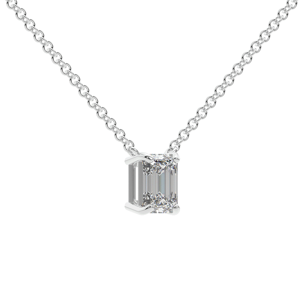 1.00CT.TW EMERALD CUT LAB DIAMOND SOLITAIRE PENDANT - Nazarelle