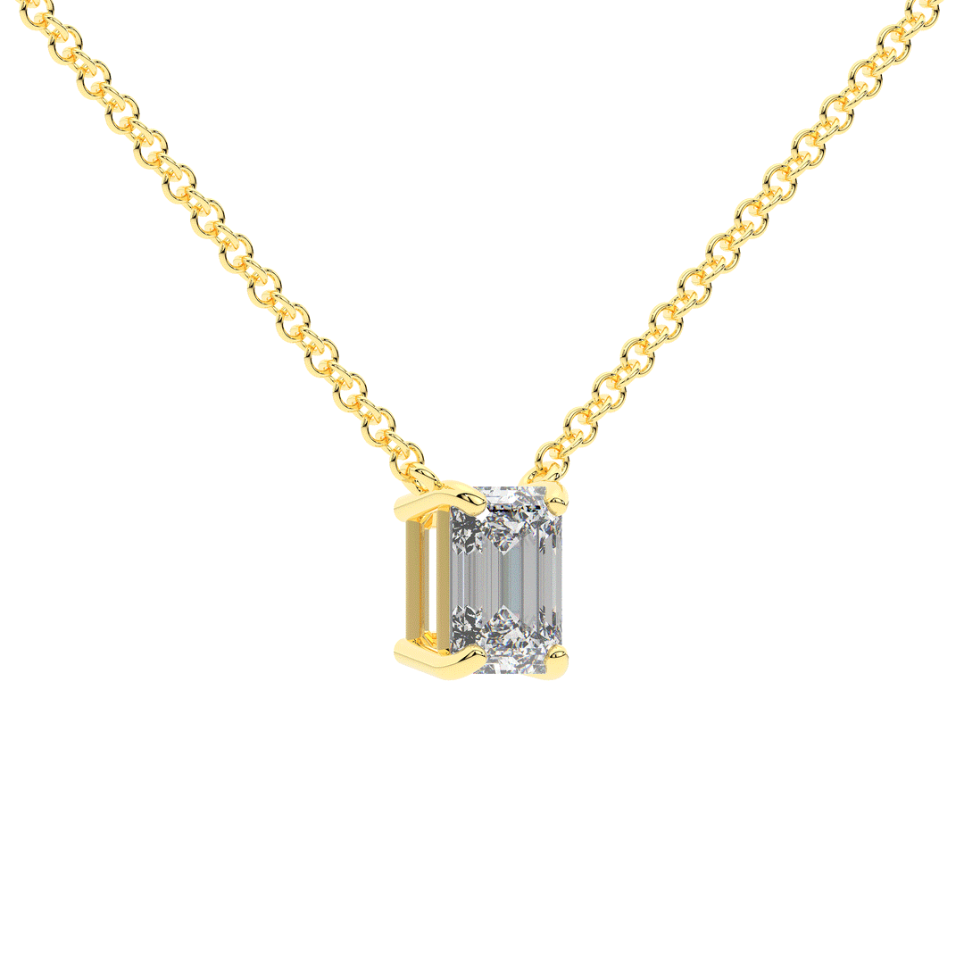 1.00CT.TW EMERALD CUT LAB DIAMOND SOLITAIRE PENDANT - Nazarelle