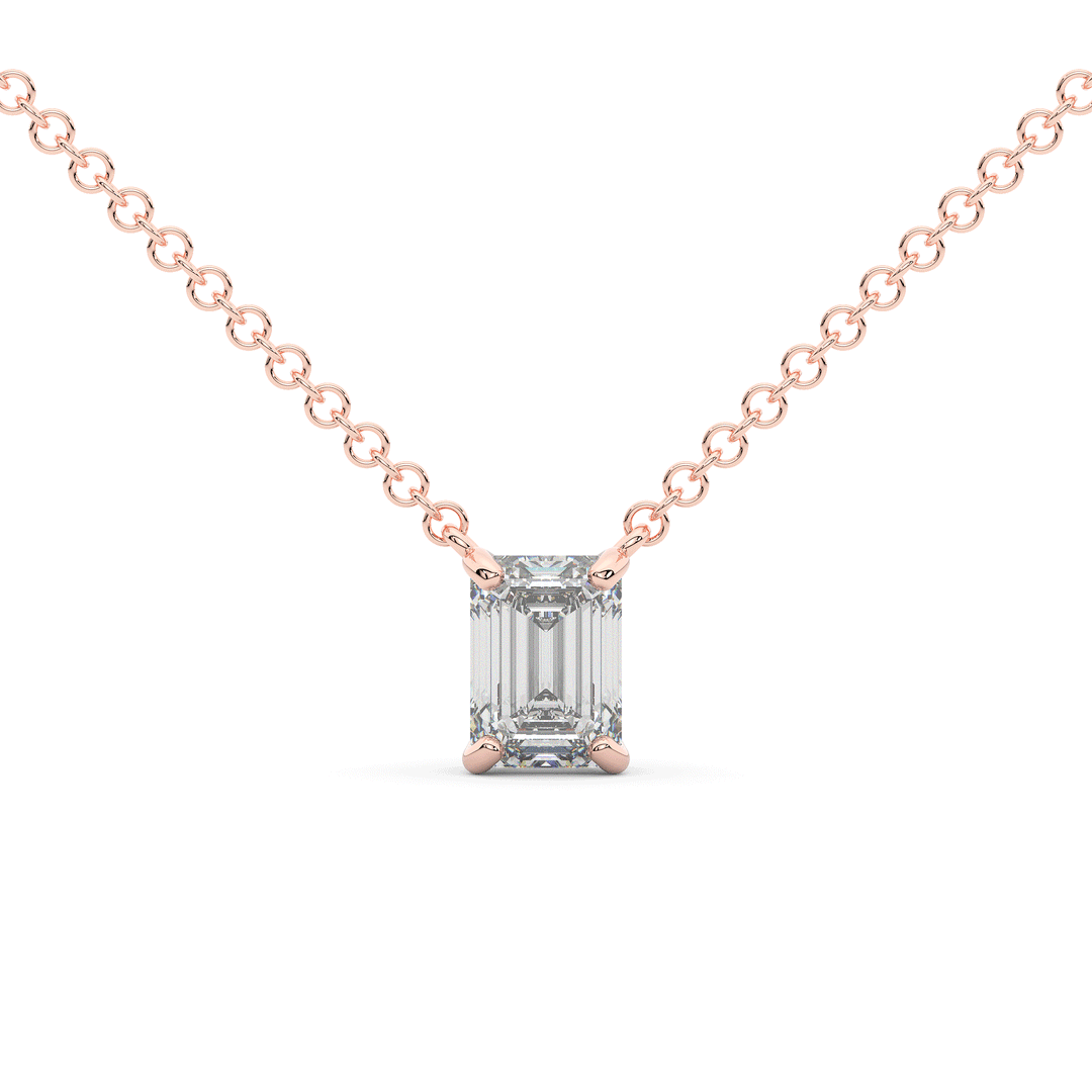 1.00CT.TW EMERALD CUT LAB DIAMOND SOLITAIRE PENDANT - Nazarelle