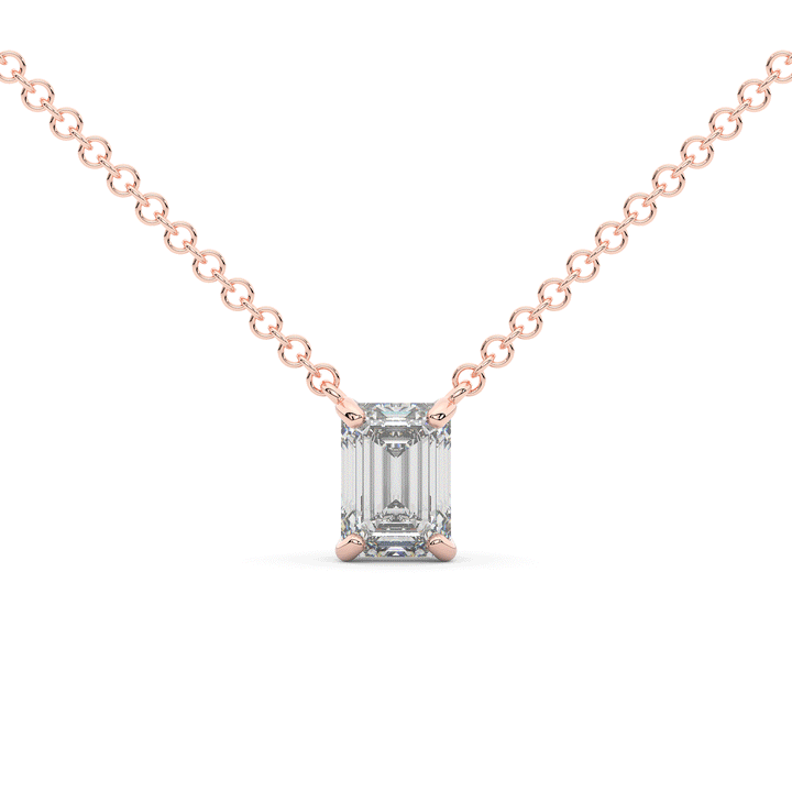 1.00CT.TW EMERALD CUT LAB DIAMOND SOLITAIRE PENDANT - Nazarelle