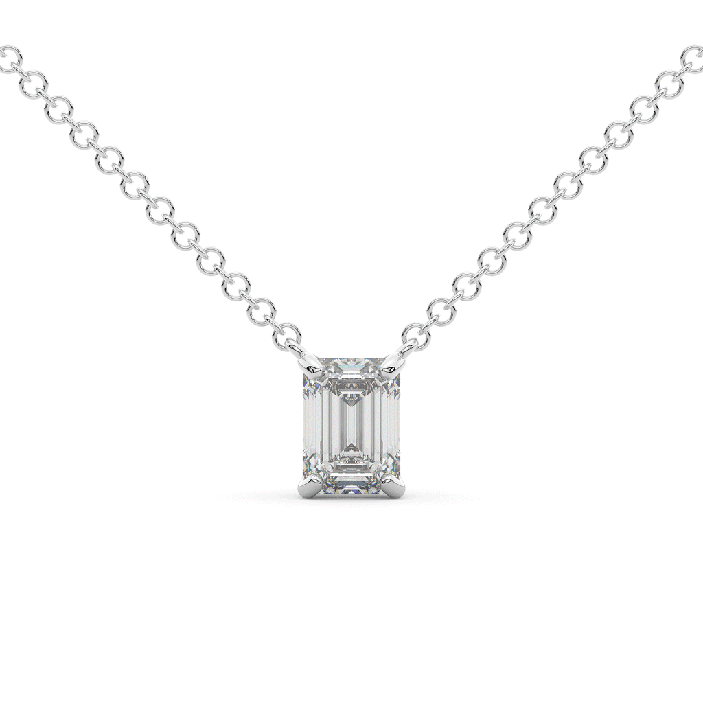 1.00CT.TW EMERALD CUT LAB DIAMOND SOLITAIRE PENDANT - Nazarelle